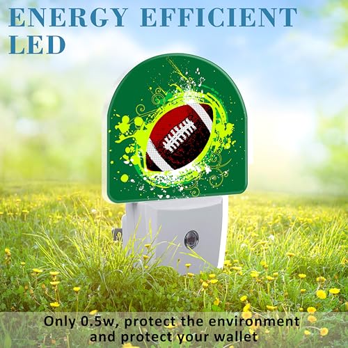 Image of Night Light for Kids Girls Boys, Abstract American Football LED Night Light Plug into Wall with Dusk to Dawn Sensor for Room Decor, Hallway, Kitchen, Bathroom, Nursery, Stairs