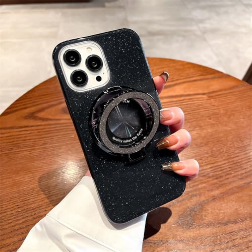 Coque iPhone 14 paillettes noire idéale pour la recharge magnétique en voyage et bureau