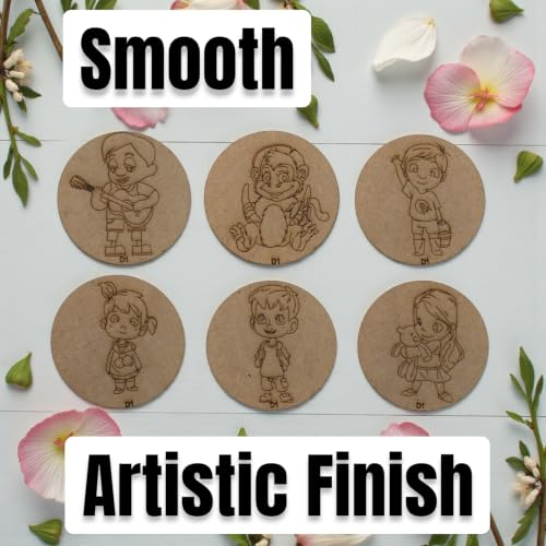 Image of BAGJI TOYS DIY Coaster Painting Kit for Kids & Adults - 6 Pre-Marked Wooden Tea Coasters with Stand, 12 Non-Toxic Water Base Colours & 1 Brush - Mandala Art & Craft DIY Set - Beginner Friendly Painting Craft Kit, Birthday & Gift Activity (MNDD1)