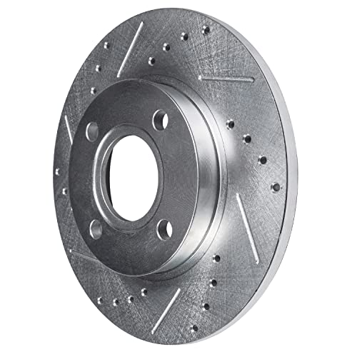 Image of Detroit Axle - Rear Brake Rotors for 2014 2015 2016 Chevrolet Spark EV, Drilled and Slotted Disc Brake Rotors Replacement : 10.16 inch inch Rotors