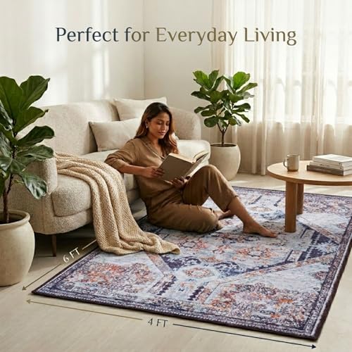 Image of Dream Weaverz Anti Slip Rectangular Carpet for Living Room & Hall | Silk | Flat Woven Soft Washable Floor Mat for Home, Bedroom Floor & Kitchen | Durable Anti Skid Rug for Daily Use (4 X 6) feet