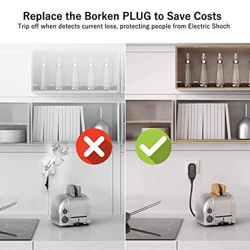 gfci replacement plug assembly auto reset 15 amp 3 prongs 5 years warranty ground fault circuit interrupter safety plug for pressure washer hot tub air conditioner hair dryer