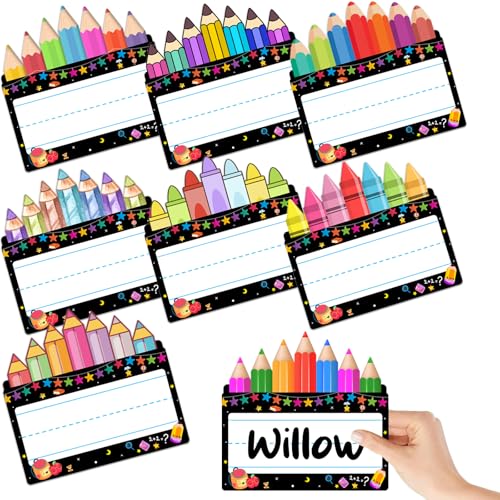 Etiquetas de nombre para niños de primaria: placas de identificación para mesa y material escolar