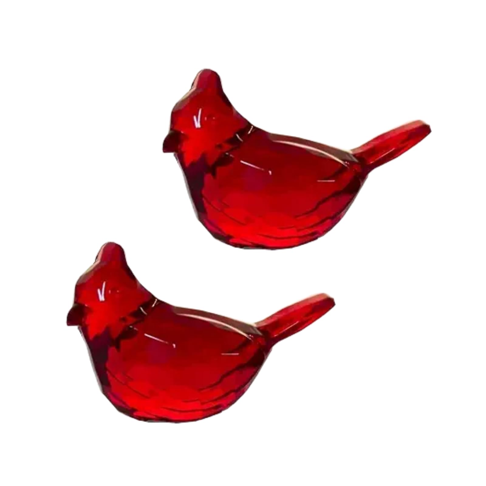 Hehglng Red 2Pcs Hand-Painted Cardinal Bird Statue - Acrylic Tabletop Decor Base For Living Room, Bookshelf And Modern Farmhouse Displays