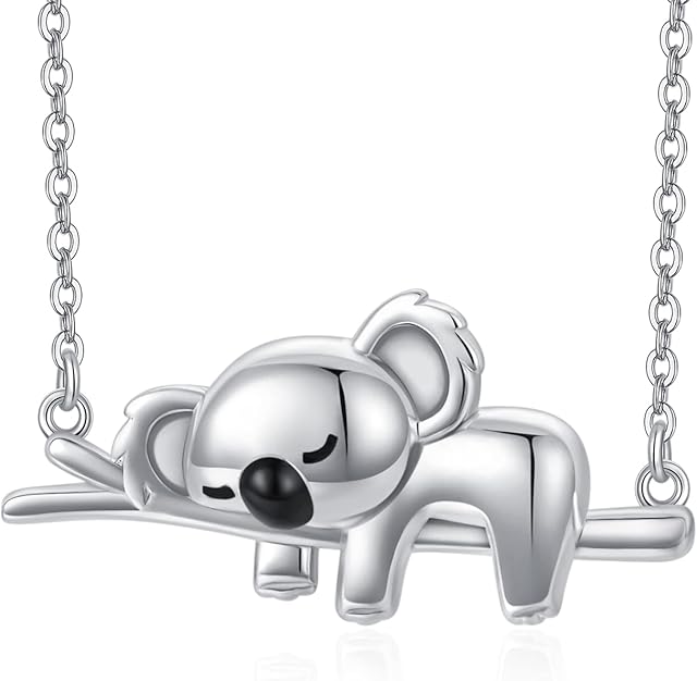 Koala Necklace 925 Sterling Silver Koala Bear Pendant Necklace Cute Animal Jewellery Koala Gifts for Women Girls Girlfriend