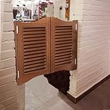 Swinging Door Cafe Indoor Solid Wood Saloon with Auto Close, Kitchen Bathroom Barn Western, Cowboy Fence Parlor Butler Entrance Counter(W110xH90cm(43 5/16" x35 7/16"))