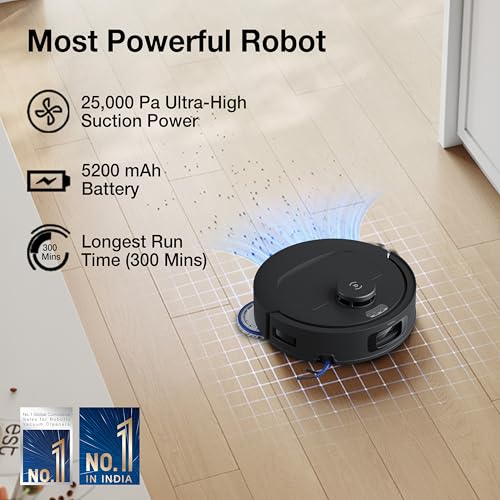 ECOVACS Deebot N50 PRO Omni 2 in 1 Robotic Vacuum Cleaner & Mop, 2026 New Launch 25000 Pa Suction, Self-Emptying Omni-Station, Zerotangle 2.0, Hot Air-Drying, Auto-Lift Mop On Carpet, Upto 300 Mins