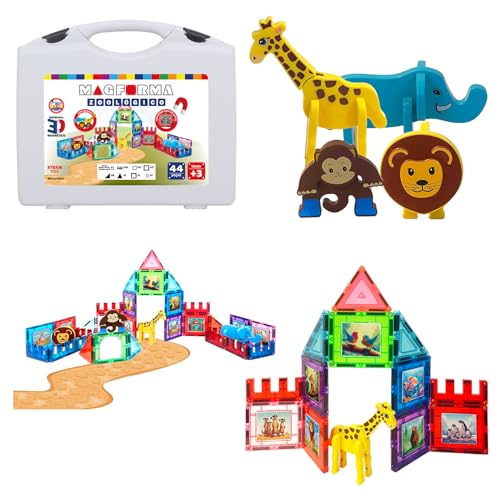 BRINQUEDO BLOCOS MAGNÉTICOS INFANTIL MAGFORMA ZOO ANIMAIS, BRINQUEDO MAGNÉTICO MAIS FOFO, STEAM TOY,
