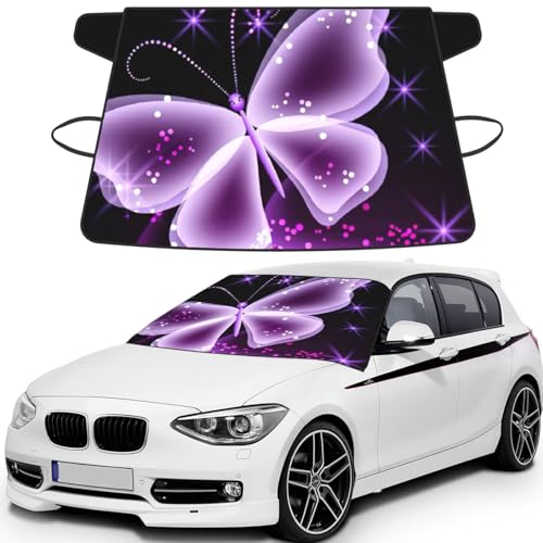 Protector de parabrisas para coche impermeable lona exterior mariposas moradas 175 x 108 cm