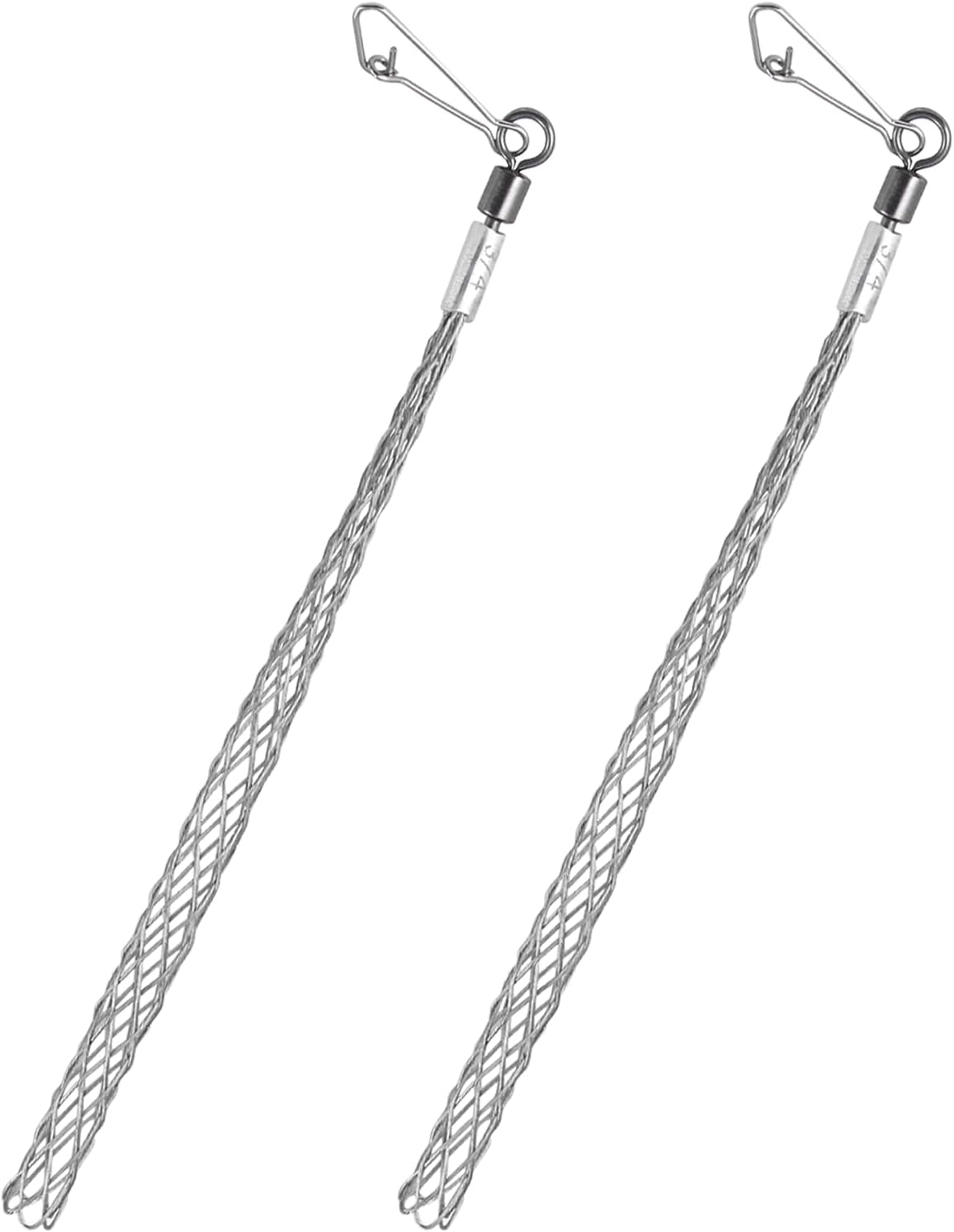 2 Pcs 3/4 in Wire Pulling Grip Mesh Cable Pulls Metal Cable Puller Socks Wire Pulling Tools Wire Pulling Grip Sock for Electrical Pulling Grips, Suitable for Light and Heavy Cables