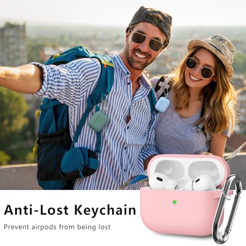 Image of Ljusmicker for AirPods Pro Case Cover with Cleaner Kit,Pink | Silicone Protective Cover for Apple AirPods Pro 2nd /1st Generation Case with Keychain for Women Men,Shockproof