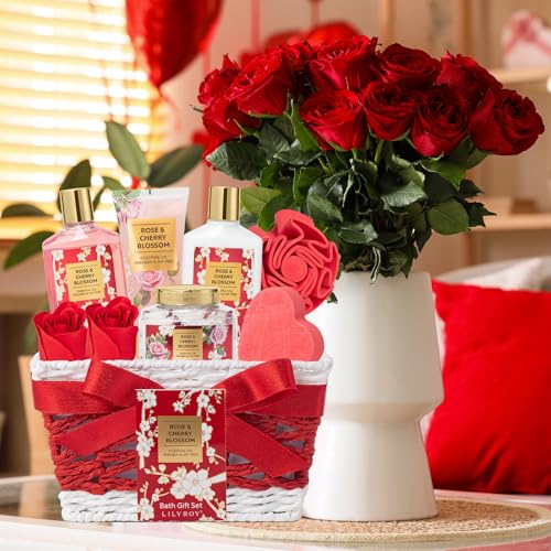 Christmas Gifts for Women - 9 Pcs Rose Bath and Body Gift Basket Set for Women, Spa Gift Set with Shower Gel | Pampering Gifts for Valentine's, Birthday, Mothers Day Gifts for Mom, Gift Sets for Her - Image 4