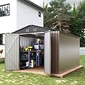 8 x 12 Ft Outdoor Storage Shed, Metal Garden Shed with Updated Frame Structure, Tool Sheds with Lockable Doors,Bike Storage Shed for Backyard Garden Patio Lawn