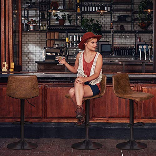 BFZ Adjustable Bar Stools, Industrial Barstools Bar Stools Set of 2, Swivel Bar Chairs Kitchen High Chairs, Pub Kitchen Counter Height Bar Stools, Bar Stool Set of 2 (Brown-02) - Image 5