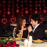 LOLStar Valentine's Day Heart-Shaped LED Curtain String Lights,138 LED 12 Valentine Hanging String...