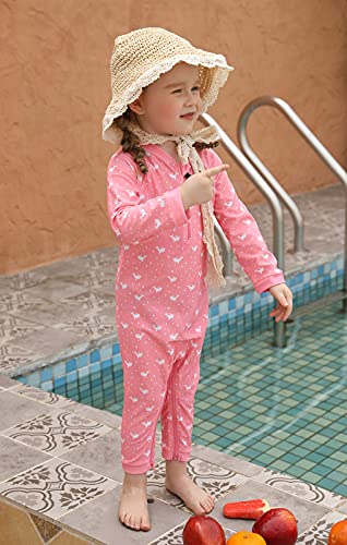 Image of weVSwe Baby Girl Toddler UPF 50+ Rash Guard Swimsuit Sun Protection Beachwear Zipper Bathing Suit 0-3 Years