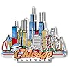 Chicago City Magnet by Classic Magnets, 3D Rubber Vintage-Style Collectible Souvenirs and Gifts Made in The USA, 4.1 x 3.5
