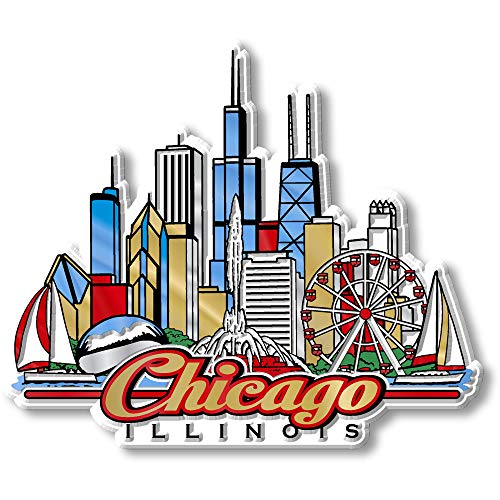 Chicago City Magnet by Classic Magnets, 3D Rubber Vintage-Style C...