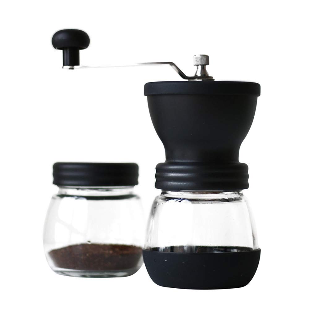 LBCD Macinacaffè manuale regolabile a grana grossa, macinaspezie, conico, in ceramica, silenzioso, perfetto per casa, ufficio, viaggi, con barattolo portaoggetti e spazzola morbida