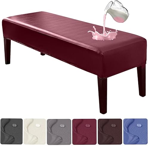 Miniatura 7 de Fundas de banco para comedor, funda impermeable de poliuretano para banco de comedor, fundas de banco extraíbles, elásticas, lavables, fundas de