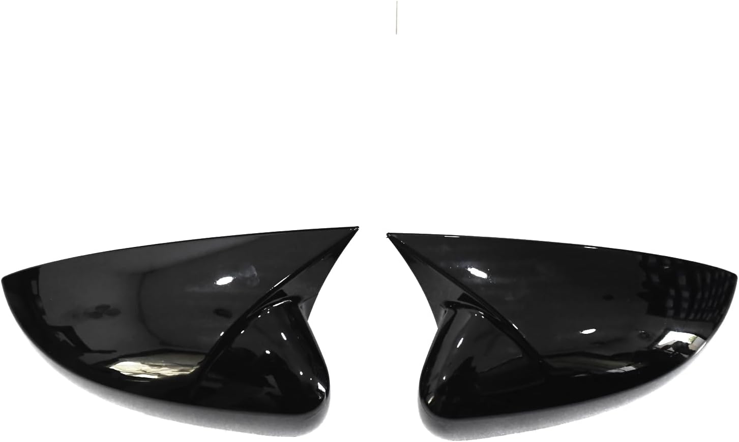 WDK Batman Style Car Side Mirror Covers Compatible for I-20 Elite 2015-2019 Glossy Black ABS Material, Rearview Wing Mirrors with Adhesive Installation, Set of 2 LH & RH