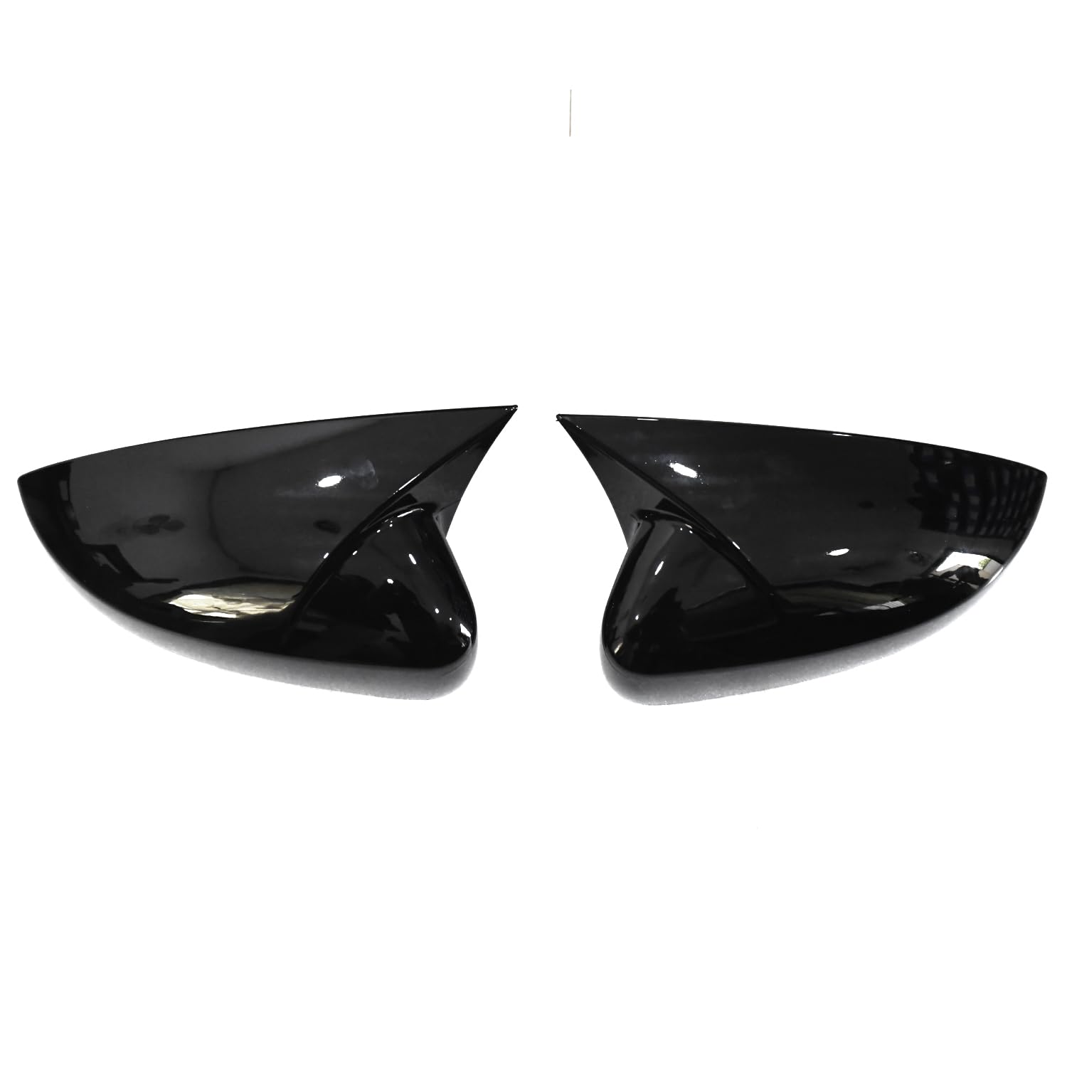 WDK Batman Style Car Side Mirror Covers Compatible for I-20 Elite 2015-2019 Glossy Black ABS Material, Rearview Wing Mirrors with Adhesive Installation, Set of 2 LH & RH