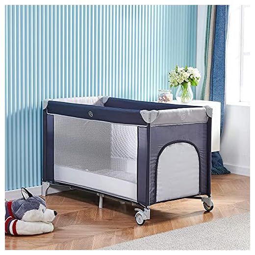 TecTake 800032 New Portable Child Baby Travel cot Bed playpen with entryway with Carry Bag, 132 x 75 x 104 cm (Beige) 21 Baby Baby Crib with Mattress 125 x 66cm, Folding Travel Cot and Playpen (Birth to 3Y), Portable Infant Nursery Center Playard with Wheels, Carrying Bag, Toddler Travel Bed, Black-Grey