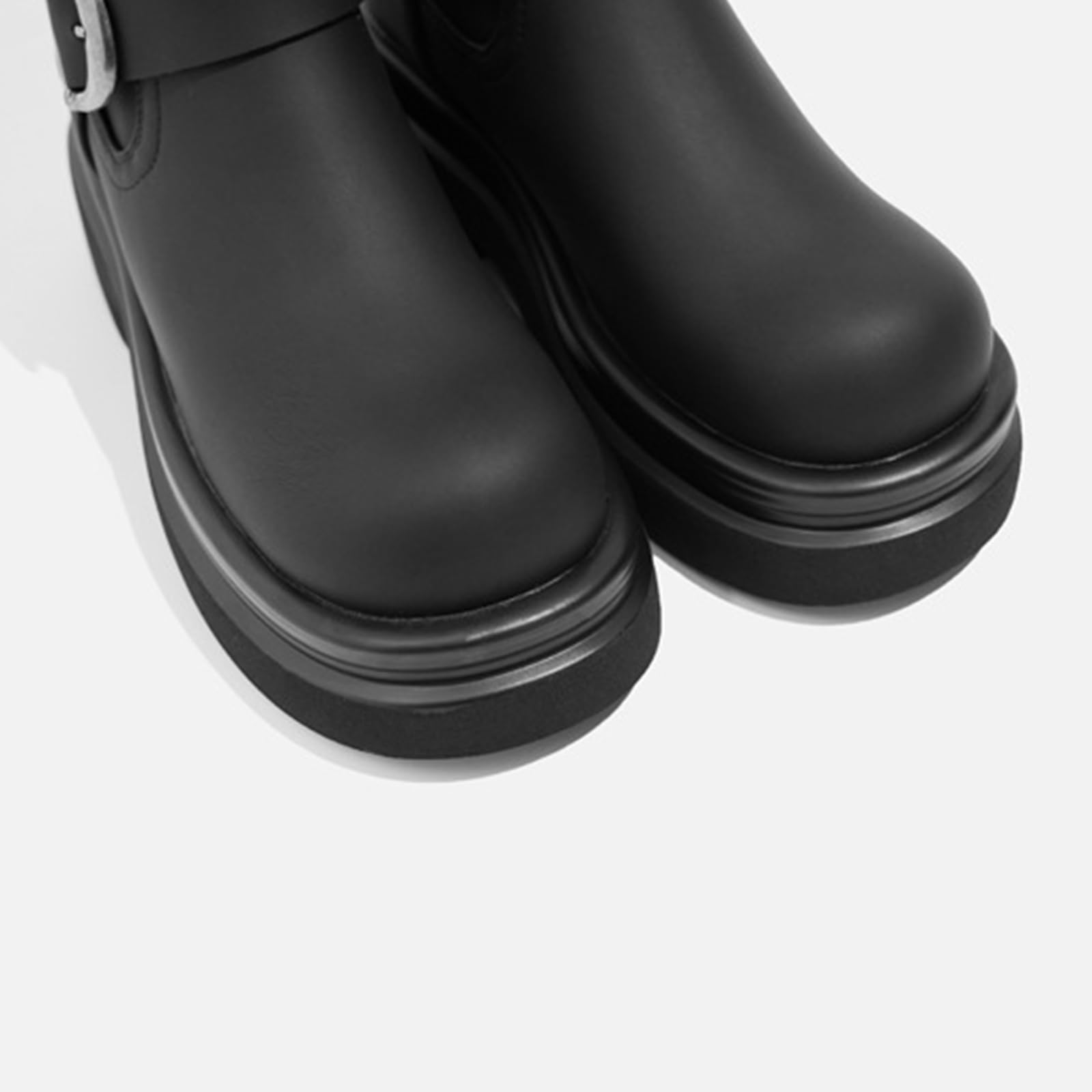 Botas A Media Pantorrilla Mujer Tacón Grueso con Cremallera Estilo Montar para Otoño Invierno Streetwear Y Trabajo Cuero Sintético Ajuste Cómodo