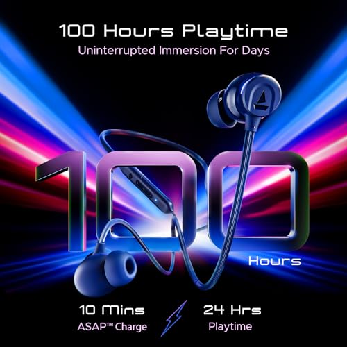 Image of Boat Rockerz 255 ANC, 100HRS Battery, Spatial Audio, 32Db ANC, Fast Charge(10Mins=24HRS), 3Mics AI-Enx Tech, 13Mm Drivers, Bluetooth Neckband, in Ear Wireless with Mic Earphones (Marine Blue)