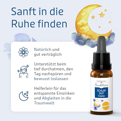 Murnauers Bachblüten Schlaf Gut Tropfen 20 ml | Ruhe und Entspannung | Mit Original Bachblüten nach Edward Bach aus England