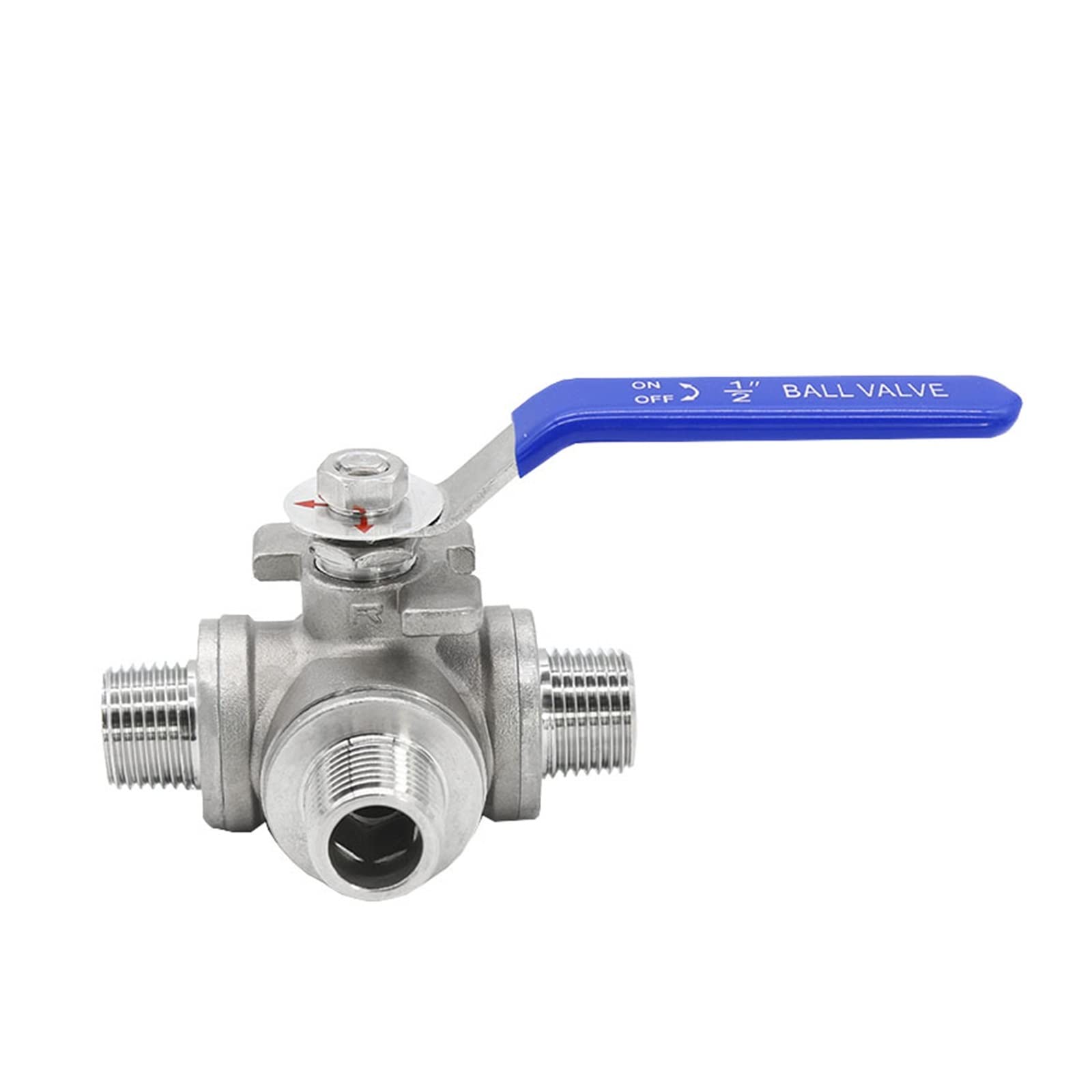 1/2" 3/4" válvula de Bola de Tres vías del Hilo Masculino de BSP de Las válvulas de Bola de la manija de la válvula del Acero Inoxidable 304(T Type,0.75 Inch)