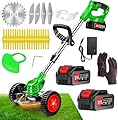 Cordless Weed Wacker Electric Weed Wacker Battery Powered with 21V Battery Operated Grass Trimmer 3 in 1 Weed Trimmer Grass Cutter Brush Cutter for Lawn Garden Pruning