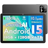 Tablet 10 Pollici Android 15 Tablet PC Gemini AI 18GB RAM 128GB ROM espandibile a 1TB Octa-Core Processore 1280x800 HD IPS Touch Screen 6000mAh Batteria Widevine L1 5G WiFi BT 5.0 Dual Camera Z50