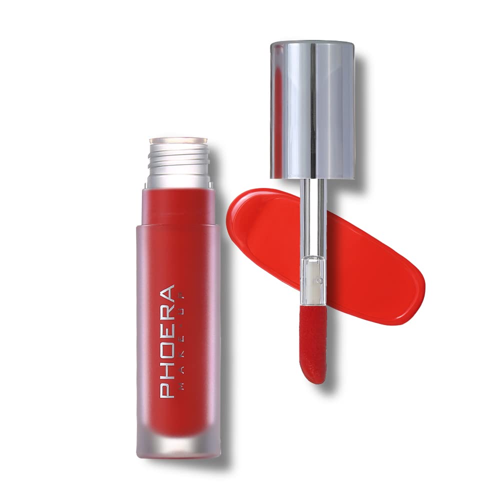 Phoera Vinyl Liquid Lipstick Lip Lacquer Pigment Mirror-like shine Transfer-proof Water-resistant Nourishing Long-wearing Comfortable (L02 CANNA)
