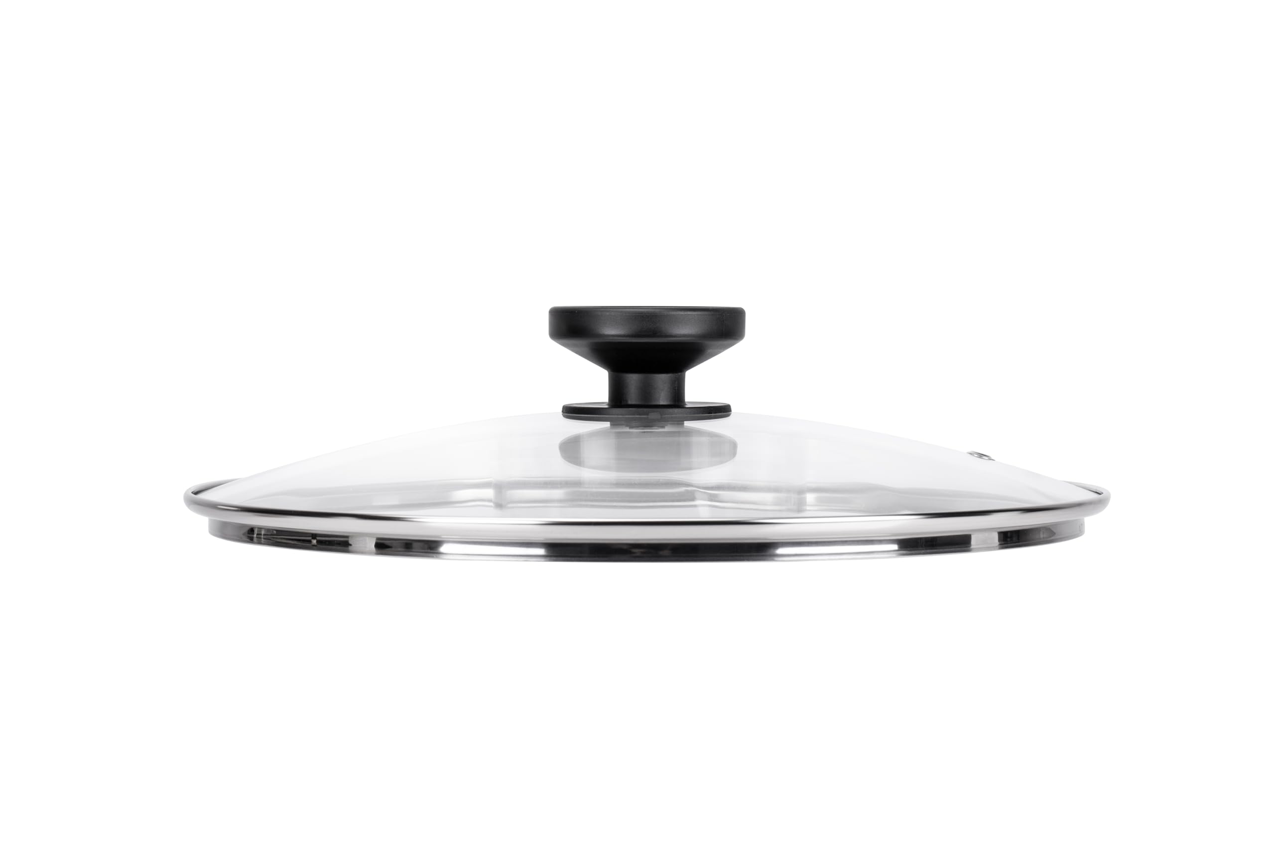 Alluflon Couvercle en Verre Trempé avec Rebord en Acier Inoxydable, Résistant aux Hautes Températures, Compatible Lave-Vaisselle, 24 cm