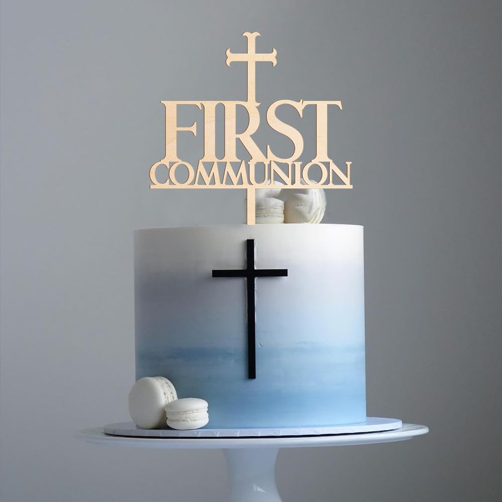 Party to Be First Communion Cake Topper in Wood (Design 001)