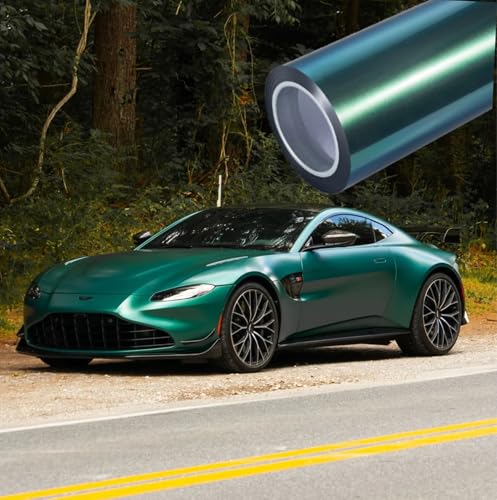 Image of WALLMATE Chameleon Green to Blue Vinyl Wrap, Satin Metallic Bike Wrap with Air-Release Tech, Color Change DIY Paint Wrapping, Car Sticker Roll for Exterior and Interior (Chamileon Green, 20X84 in)