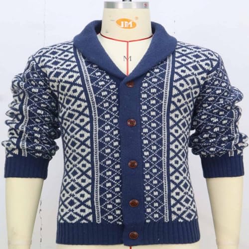 Mens Shawl Collar Cardigan Sweater Button Down Cardigan Sweater Knitted Argyle Outwear3