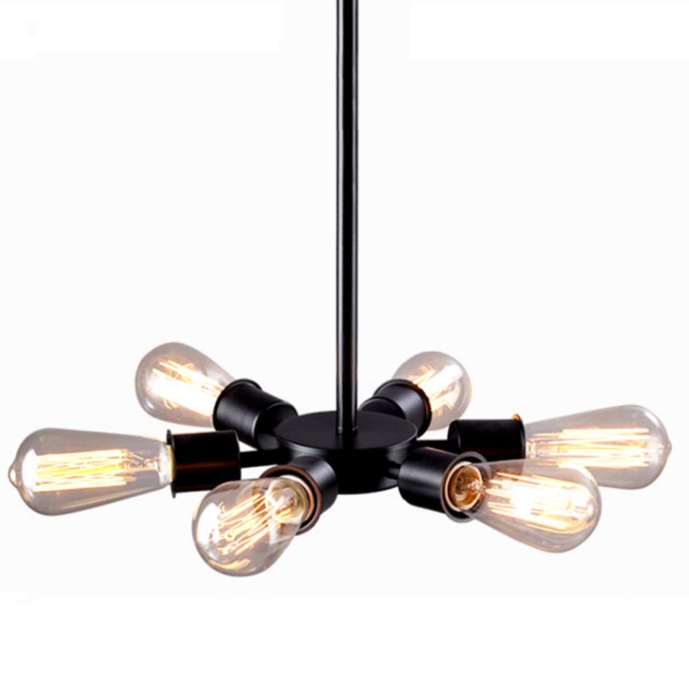 Lustre industriel vintage E27 à 6 lampes pour salon et loft