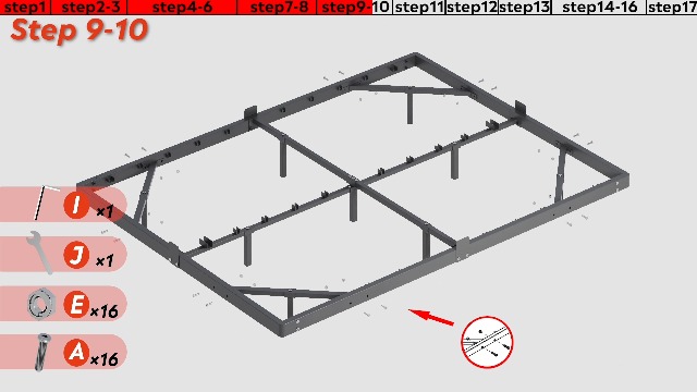 Assembly Instructions Diagram showing all parts and tools for the WLIVE Floating Bed Frame.