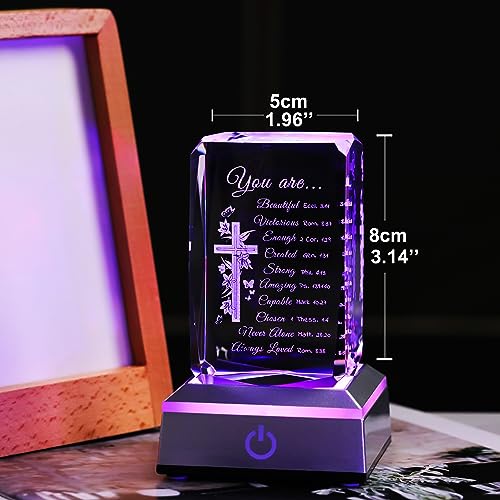 Image of Qianwei Christian Gifts for Women - 3D Crystal Cross Bible Verse Encouragement Motivational Gifts Prayers Religious Faith Gifts Sister Women Men Friends Mom