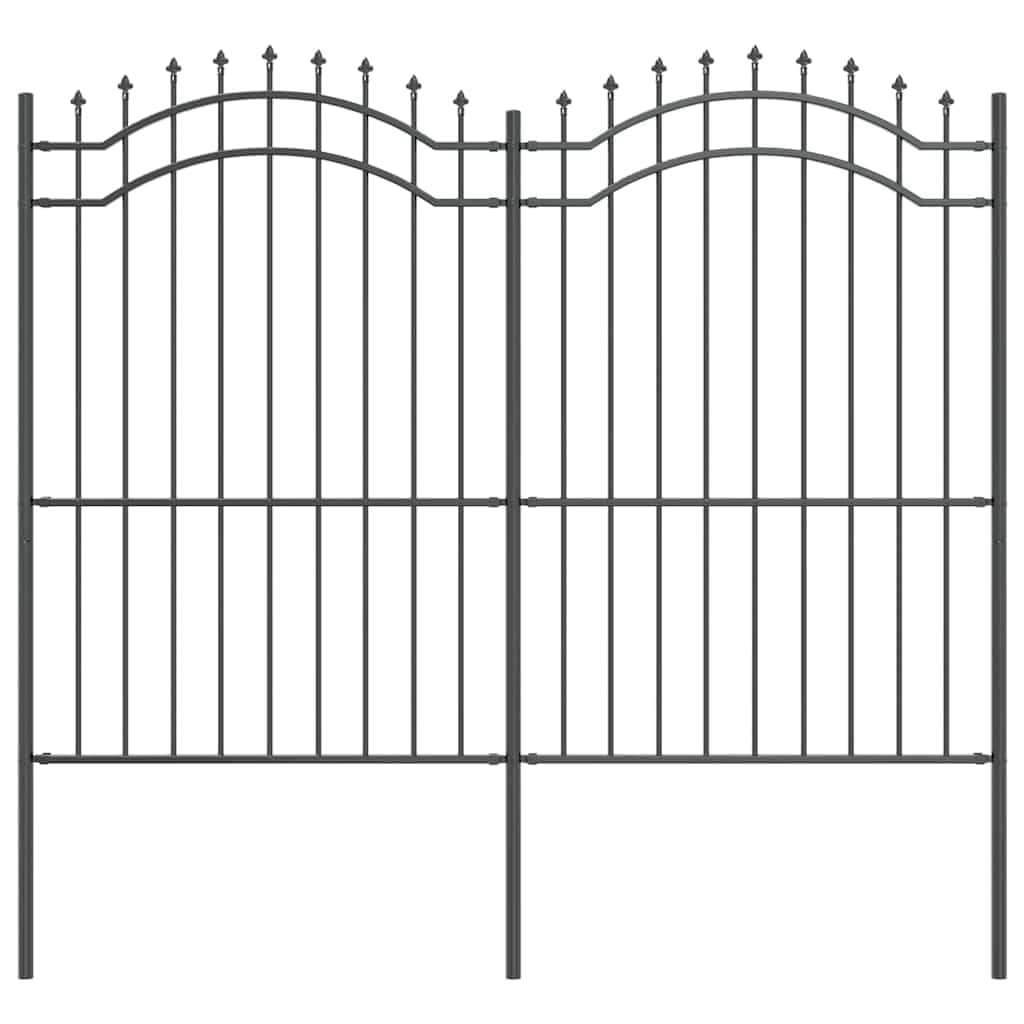 Garden Fence Woerden Grey 240 x 215 cm Powder-Coated Steel Decorative Outdoor Panel Rust Proof Weather Resistant Boundary for Flower Beds Vegetable Patio Modern Minimalist Design