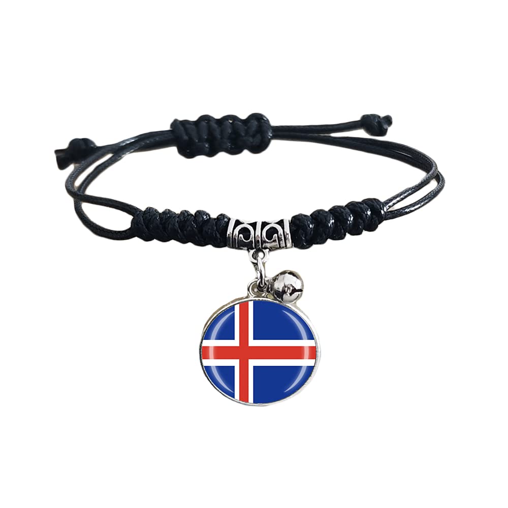 Wedarego Iceland Flag Braided Bracelet Adjustable Nylon Chain Crystal Wristband Souvenir,Fashion Handmade Bracelet For Man & Woman Special Day's Gift