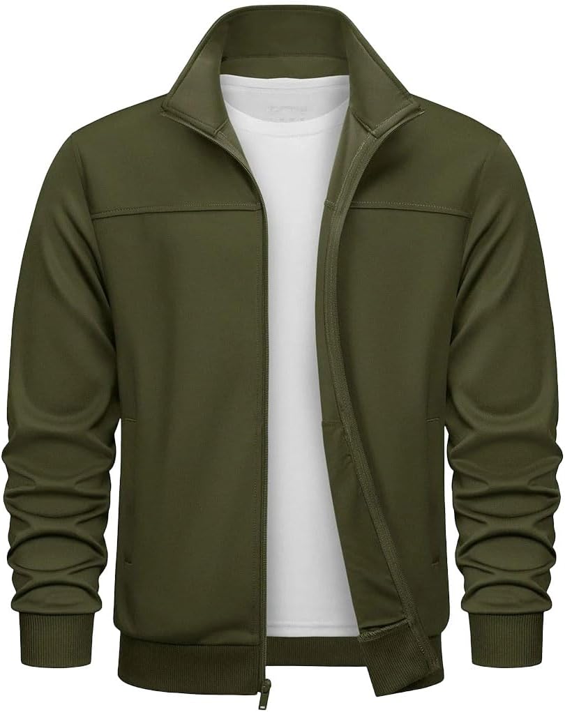 Men's Spring Autumn Track Jacket Lightweight Full Zip Sports Running Athletic Workout