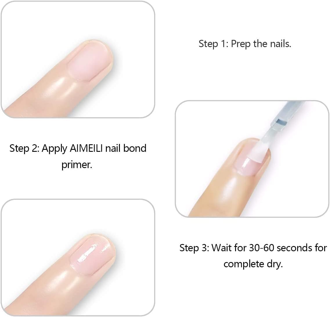 AIMEILI Nail Primer for UV Gel Nails and Acrylic Powder, 10ml No Cure Nail Prep Bonder, Strong Gel Polish Adhesion, Prevents Lifting & Peeling