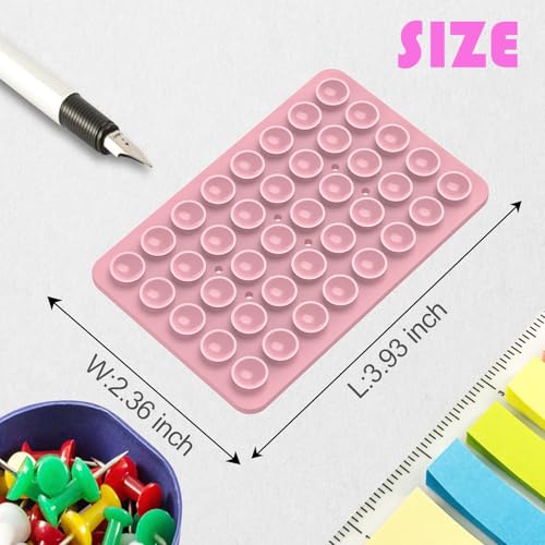 Image of Double Sided Silicone Suction Phone Holder Mount, Silicon Accessory for iPhone and Android, Hands-Free Mirror Shower Phone Holder, TikTok Videos and Selfies (Light Blue+Sand Pink)
