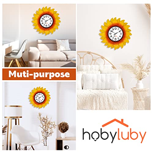 Hobyluby 13'' Outdoor Wall Clock, Sunflower Clock Silent Non-Ticking, Waterproof Outdoor Clocks For Patio, Office, Kitchen #TOP7