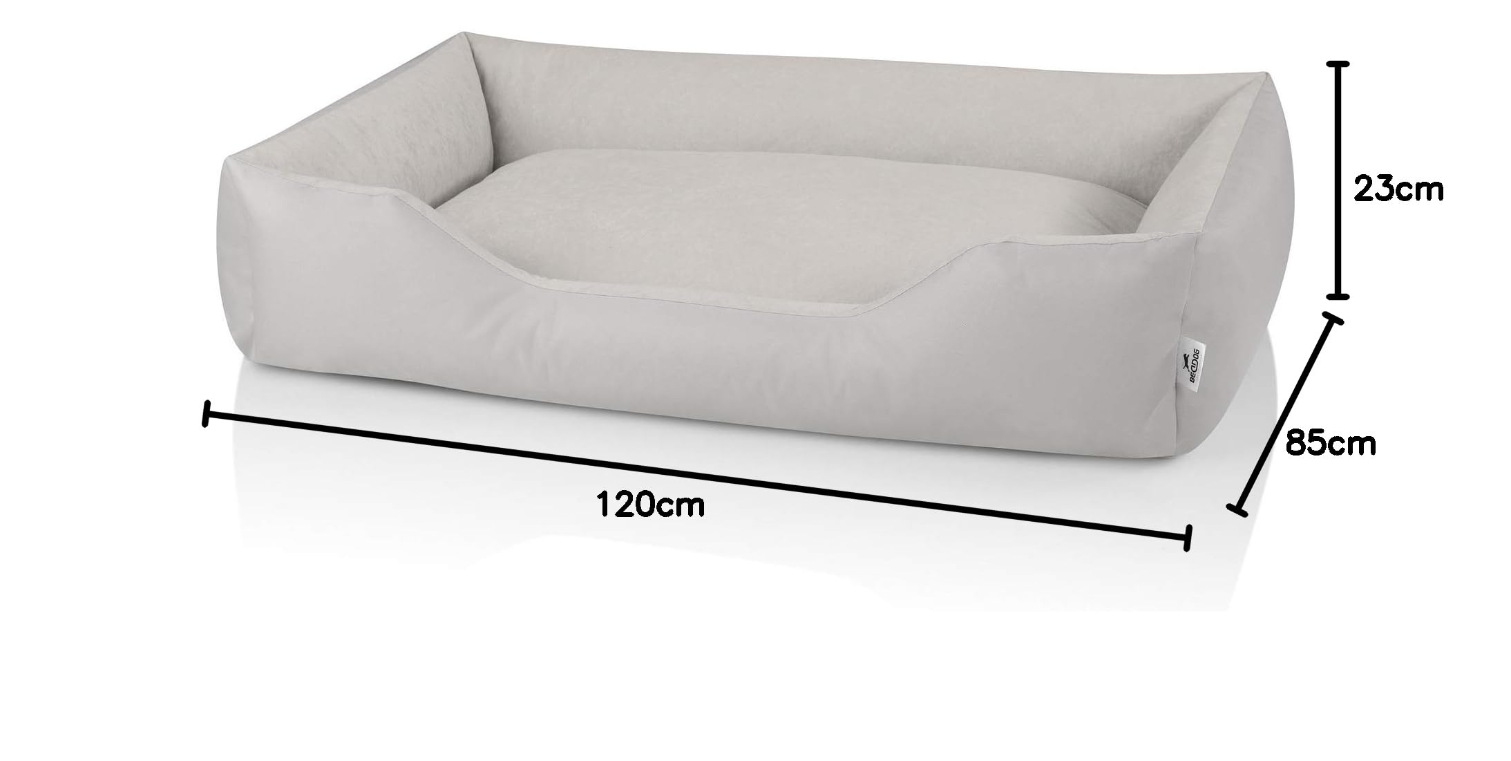 BedDog Hundebett Zara Hundekissen Hundekorb mit Waschbarem Bezug | aus robustem Cordura und Microfaservelours mit hohem gepolstertem Rand und weicher Schaumflockenfüllung