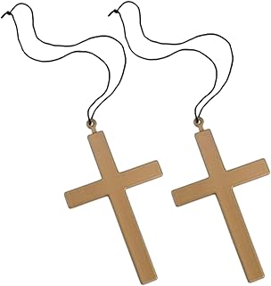 Priest Cross Automotive Gifts for Men Vintage Clothes for Men Mens Cross Necklace Religious Rosary Jewelry Priest Costume for Men Pendant Clothing Props Priest Costume Accessory Cross 2pcs