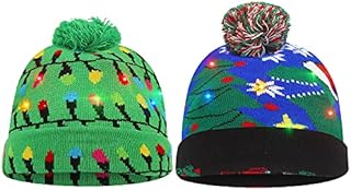 LOKIPA Lighted Beanie Christmas Hat,LED Knitted Christmas Hat with for Kids & Adults